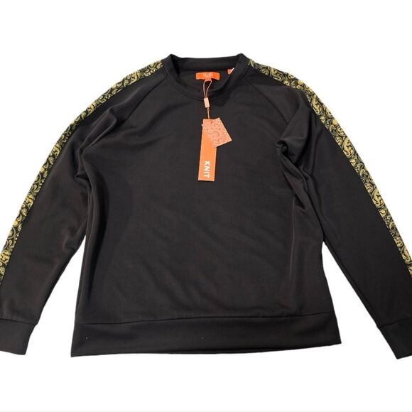 Tallia NWT Men's Slim-Fit Stretch Paisley Sweatshirt Black Yellow Size‎ Medium - Picture 1 of 9